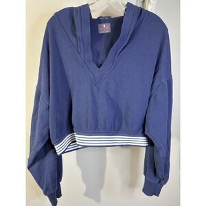 FREE PEOPLE  MOVEMENT Blue Cropped Hooded Sweatshirt M
